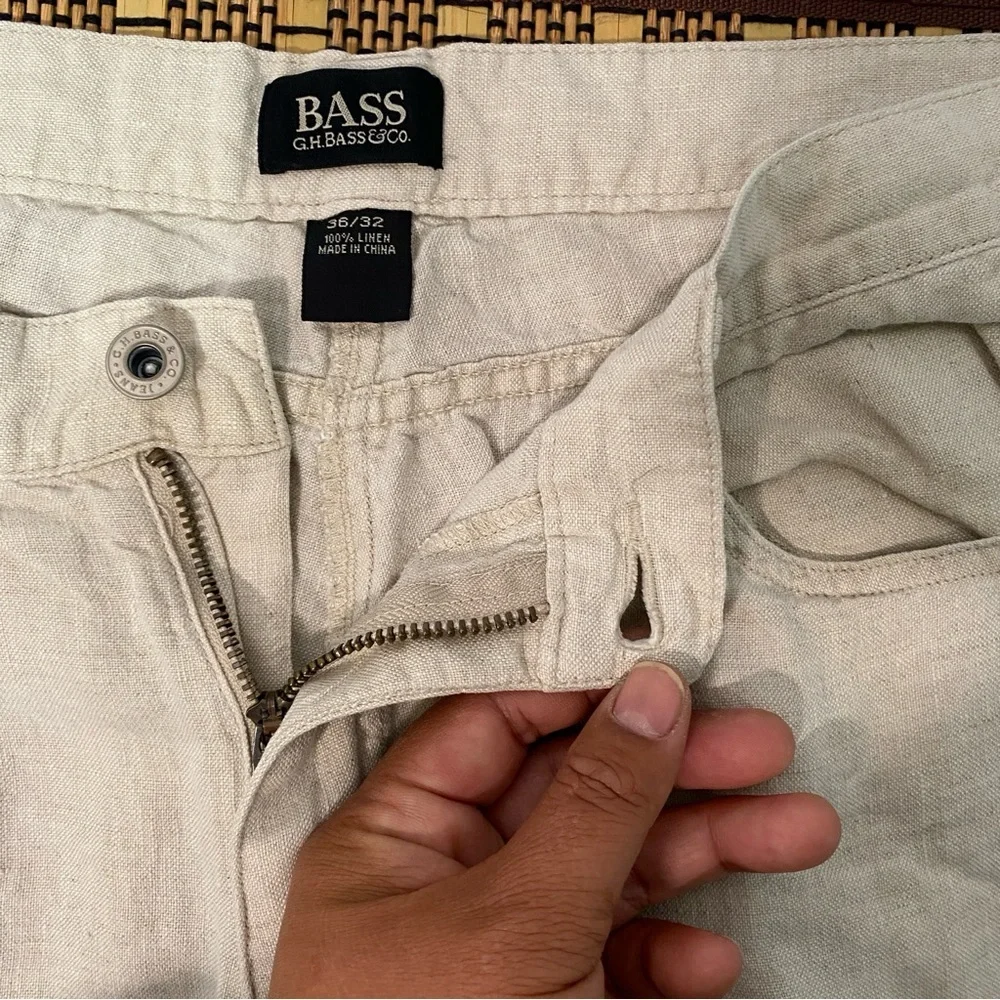 G.H. Bass‎ & Co. Men's Linen Pants Size 36/32 Beige Casual Office Lightweight